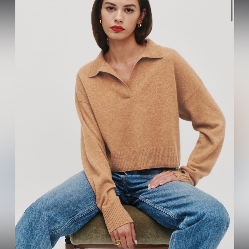 Reformation Cashmere Polo Sweater